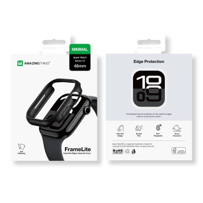 Куќиште за паметен часовник AmazingThing Minimal за Apple Watch 46mm, PC, мат, црна