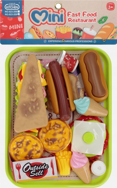 Set lodrash kuzhine Mega Creative Mini Fast Food, tabaka plastike, për kalama 3+ vjeç, shumëngjyrëshe