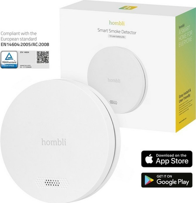 Detektor tymi i zgjuar Hombli Smart Smoke Detector, WiFi, bateri 10 vjet, i bardhë