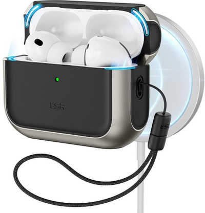 Kuti mbrojtëse ESR Orbit Hybrid HaloLock për Apple AirPods Pro 3, MagSafe, gri