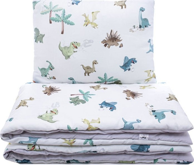 Set shtrati për bebe me muslin pambuku, 80x100cm, me dinozaur shumëngjyrësh