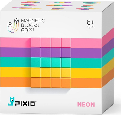 Set blloqesh magnetike PIXIO Abstract Neon, 60 copa, 5 ngjyra, shumëngjyrësh