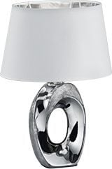 Lampë tavoline Netlighting Taba Modern, bazë qeramike, me mbajtëse E14, ngjyrë argjend
