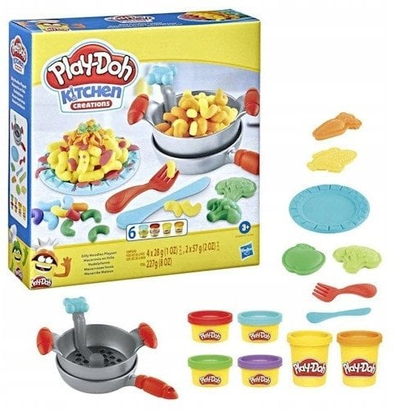 Сет за моделирање Hasbro Play-Doh Kitchen Creations Silly Noodles, 6 конзерви, повеќебојно