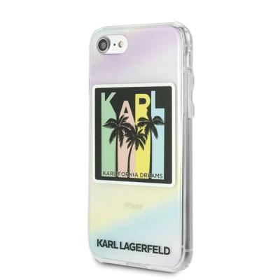 Mbulesë telefoni Karl Lagerfeld Kalifornia Dreams Palms, për iPhone 6/6s/7/8, plastike, transparente me ngjyra pastel