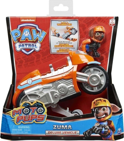 Lodër motoçikletë Paw Patrol Moto Pups Zuma Deluxe Vehicle, mekanizëm pull back, 22 cm, portokalli