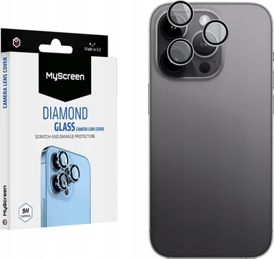 Mbrojtëse lente kamere MyScreen Diamond Glass, xham i temperuar, set unazash, e zezë