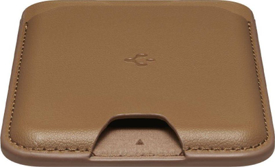 Mbajtëse magnetike për karta Spigen Valentinus MagSafe, lëkurë ekologjike, kompatibile me iPhone 12/13, kafe
