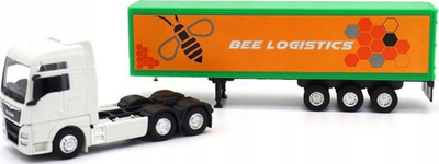 Lodër kamion me rimorkio Welly MAN TGX 58012, shkallë 1:64, i bardhë me portokalli