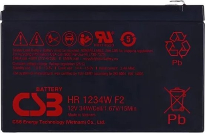 Bateri plumbi CSB HR1234W F2, 9Ah, 12V, e zezë