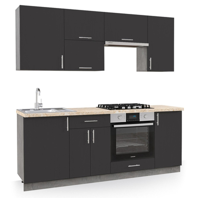 Set kuzhine Melaminë, anthracite + banak “mermer” beige, 200×47×84,8 cm (HM2470.11), bezhë