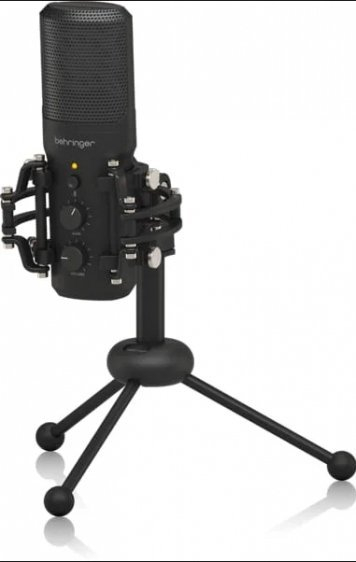 Mikrofon USB Behringer 000-F6X00-00010, kondensator cardioid, me tripod, i zi