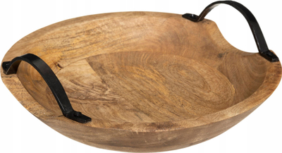 Enë dekorative Atmosphera Wild Mango Tree Bowl, dru mango 30cm, me doreza hekuri, bezhë