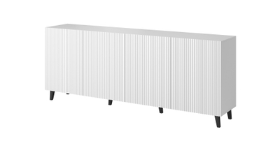 Komodë Cama Convenience PAFOS, 200x42x82 cm, front me vija, e bardhë mat