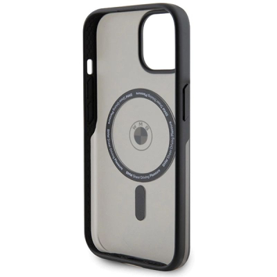 Këllëf telefoni BMW Signature, me MagSafe, për iPhone 15, i zi