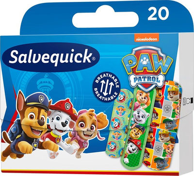 Fasho ngjitëse për fëmijë Salvequick Kids Paw Patrol, 20 copë, të papërshkueshme nga uji, me figura vizatimore