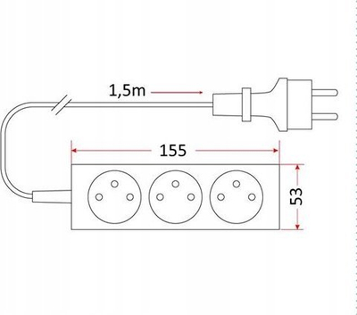Zgjatues elektrik Rum-Lux 3 dalje, 1.5m, 3x1.5mm², i bardhë