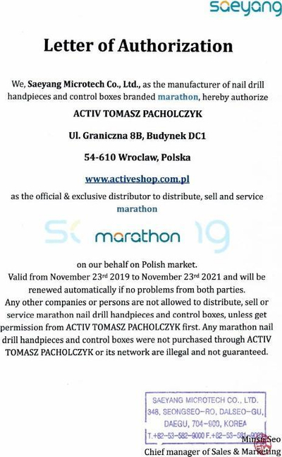 Frezë profesionale thonjsh Saeyang Marathon Escort III H200, ergonomike, e bardhë