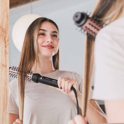 Brushë drejtimi flokësh Cecotec InstantCare Curly AirFlow, rrjedhë ajri, për flokë kaçurrela, e zezë