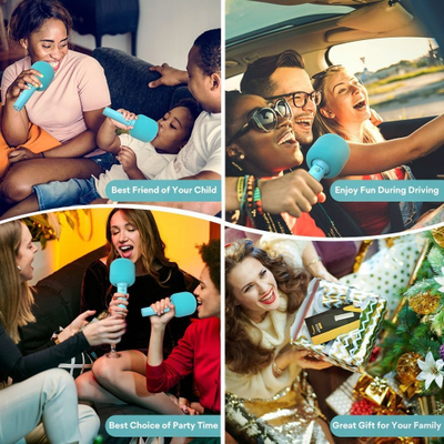 Mikrofon karaoke Bluetooth Maono MKP100, altoparlant 20 m, 8 efekte zanore, i kaltër