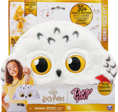 Çantë shpatulle Wizarding World Harry Potter Hedwig Purse Pets, interaktive, 30+ tinguj, e bardhë