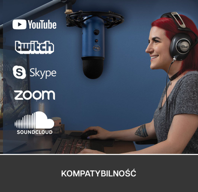 Mikrofoni Blue Yeti USB Midnight Blue (988-000232) + Llamba Litra Glow, kondenzator, kardioid, i kaltër
