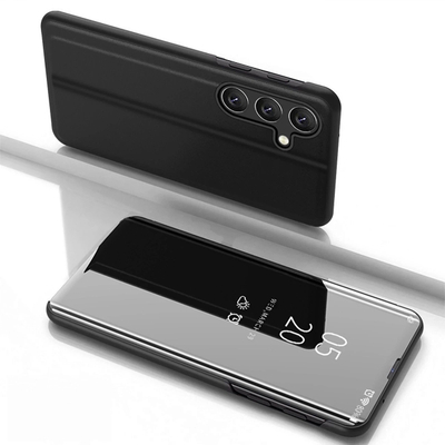 Këllëf Clear View për Samsung Galaxy S25, smart cover, i zi