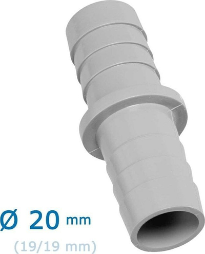 Lidhës për gyp shkarkimi, 20mm, plastik, gri