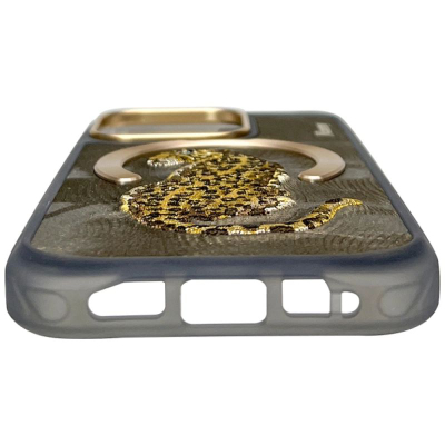 Kapak telefoni Nimmy Magnetic Fantasy Animal MagSafe për iPhone 16 Pro, me magnet MagSafe, me leopard, ngjyrë ari