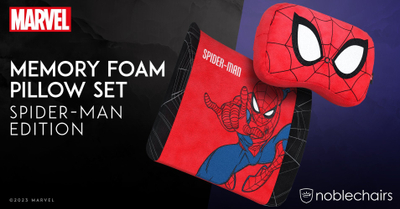 Сет гејминг перници Noblechairs Memory Foam, Spider-Man Edition, за врат и половина, црвени