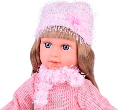 Kukull edukative Kate J-ZA5187, 42cm, me fraza në anglisht, rozë