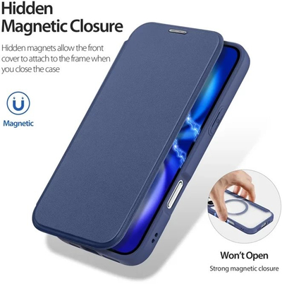 Kapak telefoni Dux Ducis Skin X Pro për iPhone 17, me MagSafe, me xhep portofoli, blu