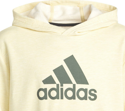 Bluzë me kapuç Adidas Badge of Sport Hoodie Jr HN8469, për fëmijë, pambuk i butë, ngjyrë bezhë
