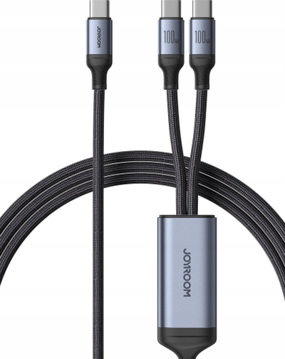 Kabllo karikimi Joyroom Strong Cable, 2 në 1 USB C në 2x USB C, 1.5m, 100W, gri