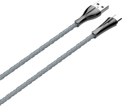 Kabllo USB-C LDNIO LS461 me LED, 1m, 2.4A, gri