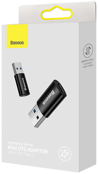 Përshtatës Baseus mini OTG Ingenuity, USB-A 3.1 - USB-C (M/F), i zi