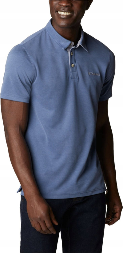 Bluzë polo Columbia Nelson Point, për burra, poliester modal, blu