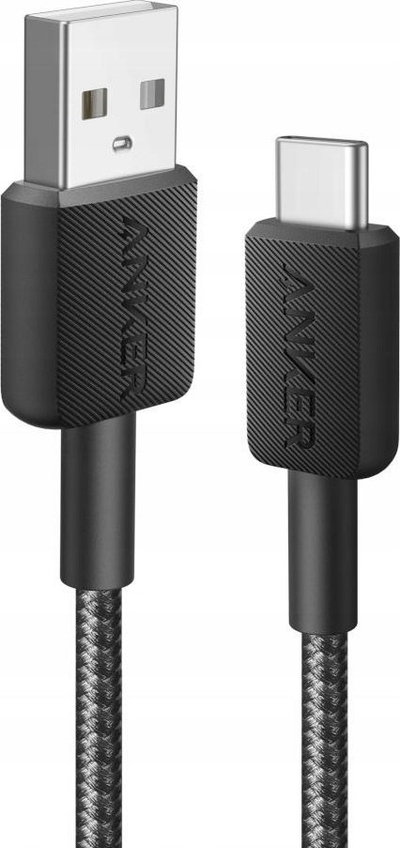 Kabllo USB Anker 322, USB A me USB C, 0.9 m, e zezë