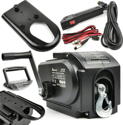 Vinç elektrik portativ Carpoint, 12V, 907kg, gri