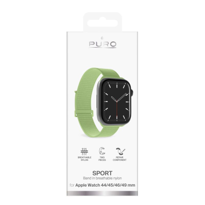 Rrip ore Puro Sport për Apple Watch 44 45 46 49mm, najlon që merr frymë, jeshil i hapur