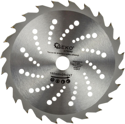 Кружен диск Geko G78040, 180mm, 24 заби, за дрво