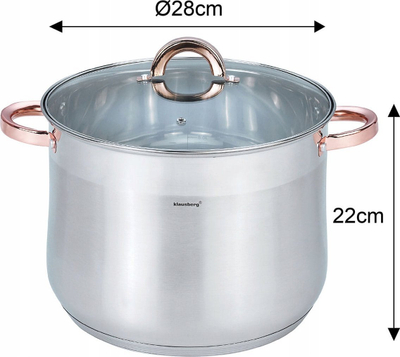 Tengere çeliku Klausberg KB-7795, 13L, Ø28cm, me kapak