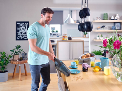 Fshesë me korrent Leifheit Rotaro PowerVac 2 in 1, pa kabllo, 20V, gri