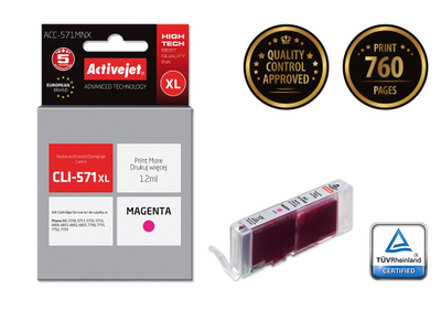 Ngjyrë për printer Activejet ACC-571MNX (zëvendësim për Canon CLI-571M XL), 12 ml, vjollcë