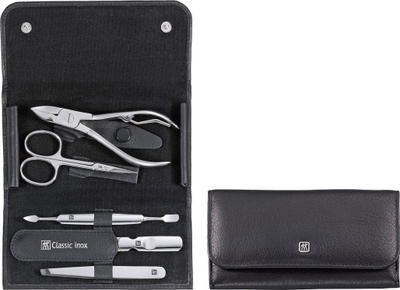 Set manikyr ZWILLING Classic Inox 97437-004-0, 5 pjesë, këllëf lëkure, i zi