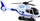 Lodër helikopter policie Driving, drita dhe tinguj, i bardhë blu