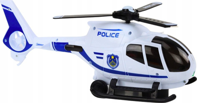 Lodër helikopter policie Driving, drita dhe tinguj, i bardhë blu