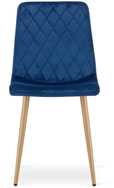 Set karrigesh Oskar Turin, kadife blu, këmbë dru lisi, 4 copë