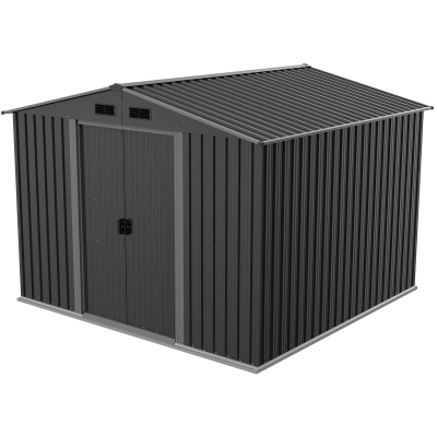 Shpi kopshti metalike Saska Garden 259x257x202 cm, çelik i galvanizum, gri e errët