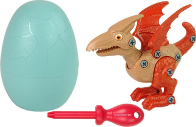 Lodër dinosaur Leantoys Pterodactyl DIY, me vezë, me kaçavidë, shumëngjyrëshe